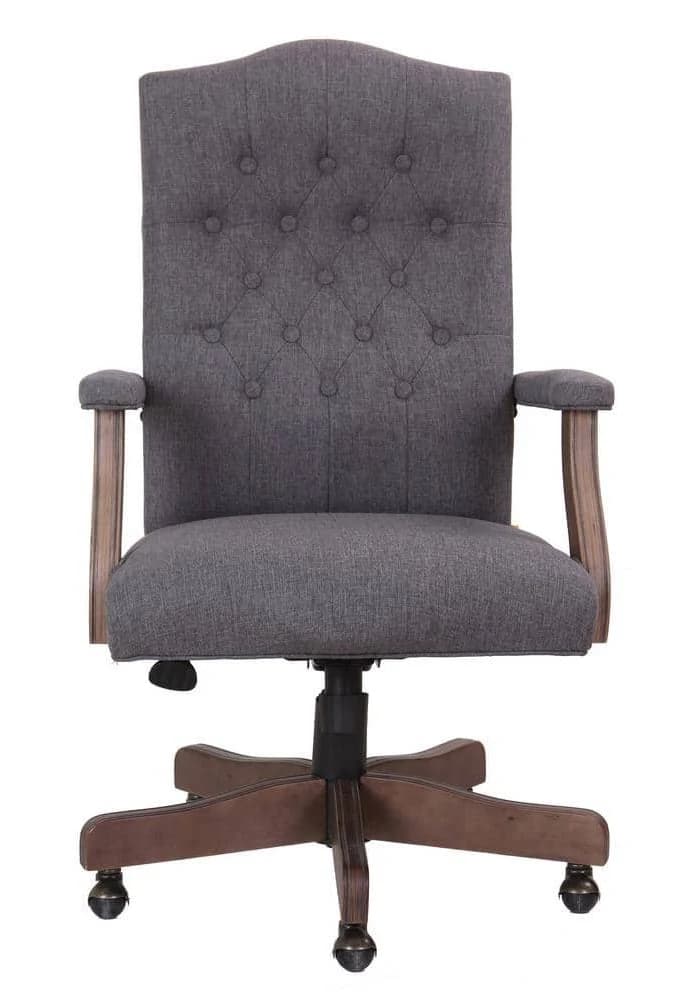 BOSS Executive Slate Grey Commercial Grade Linen Chair with Driftwood Finish Frame