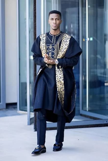 African Agbada 3-Piece Cotton Wedding Suit