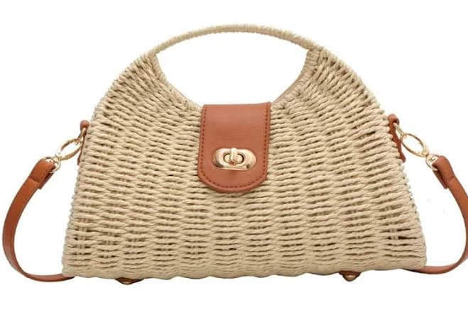 Women's Handwoven Straw Crossbody Tote Bag