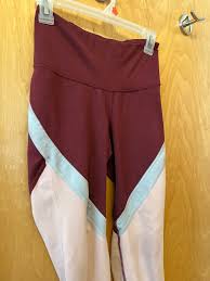 Old Navy Colorblock Maroon and Pink Leggings | Mercari