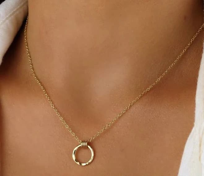 14K Gold Filled Dainty Open Circle Necklace