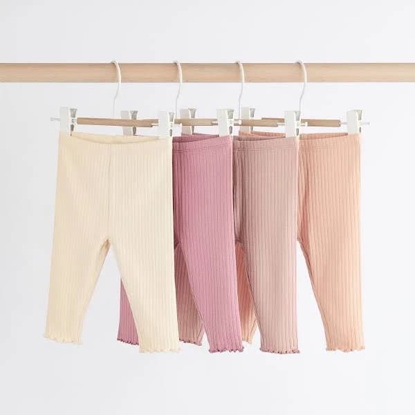 Next Pink Ribbed Baby Leggings (4 Pack)