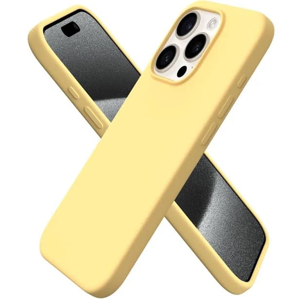 Ornarto - Compatible with iPhone 15 Pro Case 6.1", Slim Liquid Silicone Full Covered Protective Cover - Cream Yellow