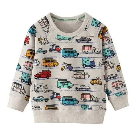 Boys Toddler Boys Car Print Long Sleeve Cotton T-Shirt