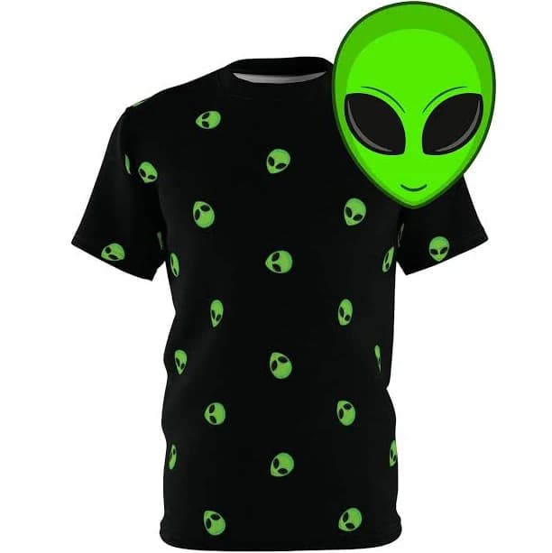 Unisex T-Shirt with Green Alien Face