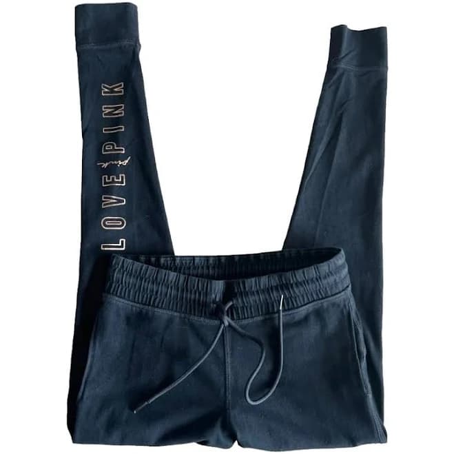 Pink Victoria's Secret Pants & Jumpsuits | Pink Victoria's Secret Black Logo Joggers Sweat Pants | Color: Black | Size: Sp | Pm-13796236's Closet