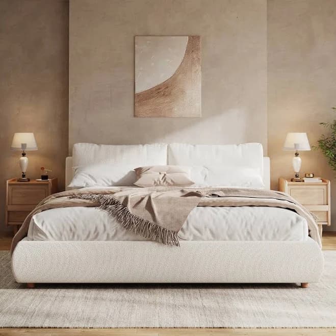 King Low Profile Upholstered Bed
