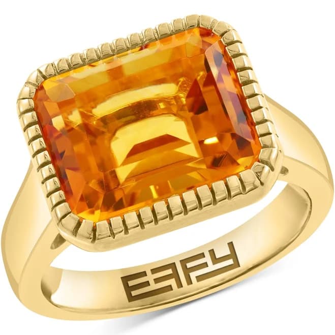 Effy 14K Gold Over Silver Citrine Ring
