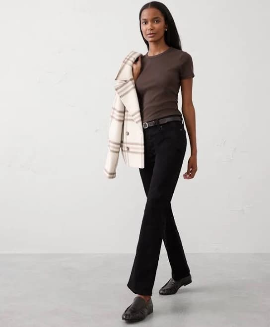 Women's Ribbed T-Shirt Dark Oak Taupe Regular Size XL