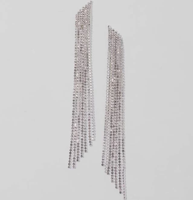 Pretty Shine Rhinestone Fringe Earrings
