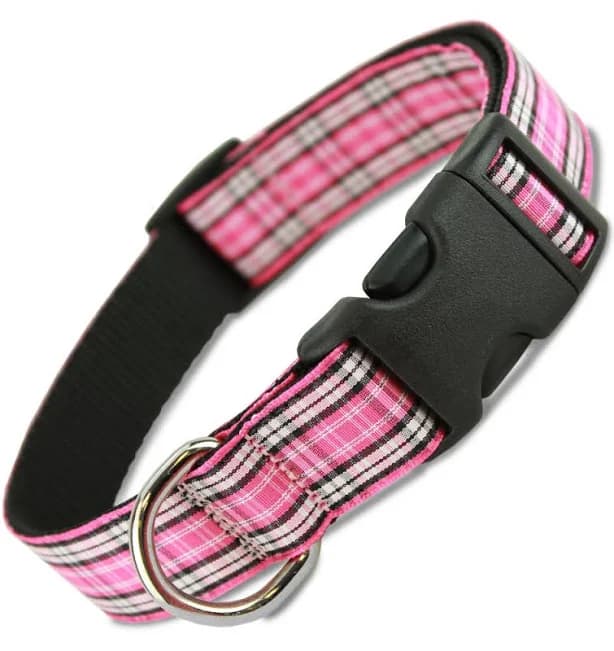 Pink Plaid Dog Collar