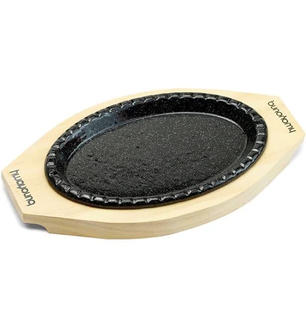 Oval Iron Steak Plate w/Wood Base (No.3)
