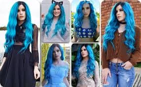 Amazon.com: Mildiso Blue Wigs for Women 26" Long Ombre Blue Wig with Wig Cap Curly Wavy Natural Cute Soft Wigs for Daily Party M052B : Clothing, Shoes & Jewelry
