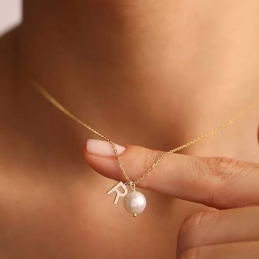 Personalized Freshwater Pearl Initial Pendant Necklace