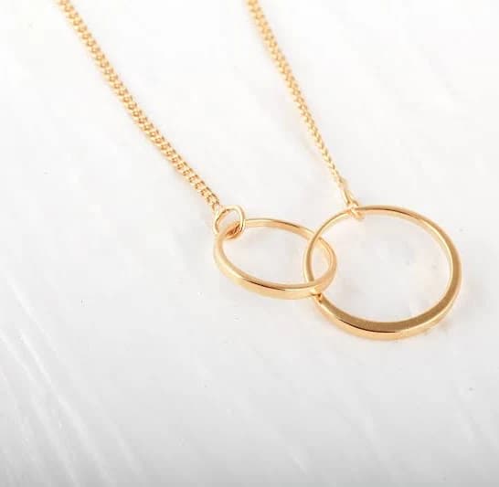 14K Solid Gold Minimalist Circle Infinity Pendant Necklace
