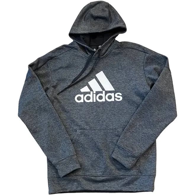 Adidas Men's Fleece Hoodie Sweatshirt Size Small Gray White Logo