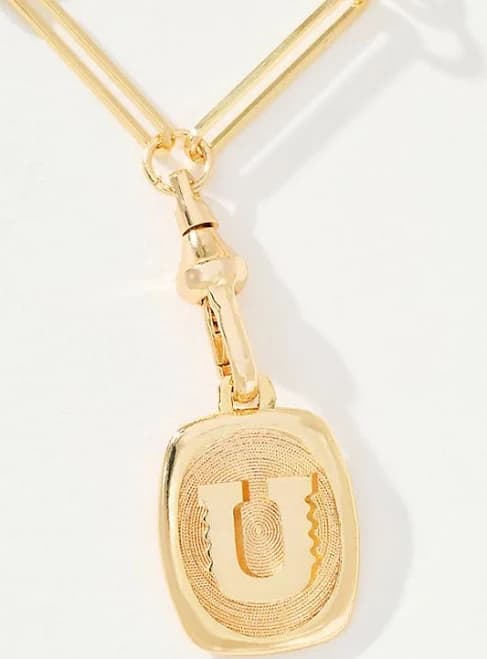Anthropologie Linked Chain Initial Pendant Necklace