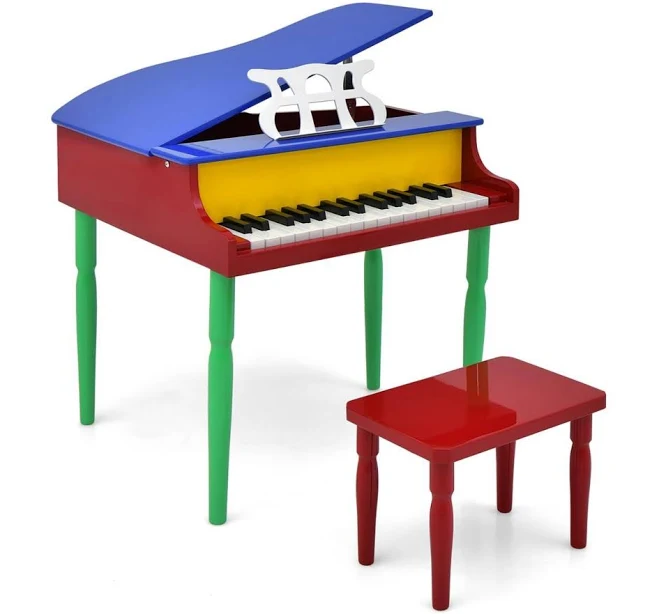Kids Grand Piano with Bench and Music Rack