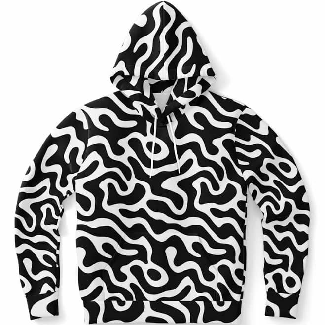 Psychedelic Wavy Groovy Graphic Cotton Hoodie with Pockets