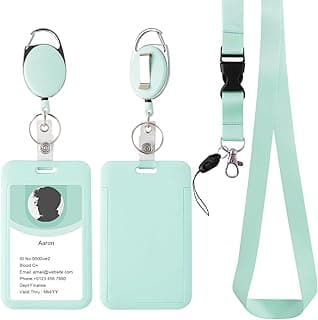 Retractable ID Badge Holder with Lanyard,Heavy Duty Badge Reel,Detachable Keychain, Cruise Ship Cards Holder,for Nurse Officer Teacher Security Staff Women Men(Green)