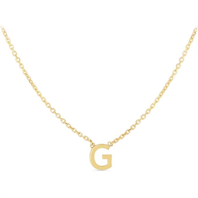 14K Yellow Gold Mini Initial Letter G 18 Necklace