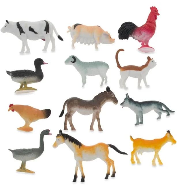 BestPysanky Miniature Farm Animal Figurines Set of 12