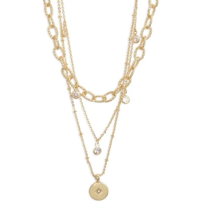 Nordstrom Crystal Charm Layered Necklace Set of 2