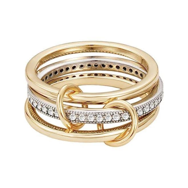 Adornia Connected 3-Piece CZ Ring Stack in 14K Gold and Silver Plated
