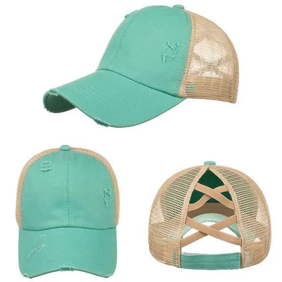 Distressed Ponytail Baseball Cap