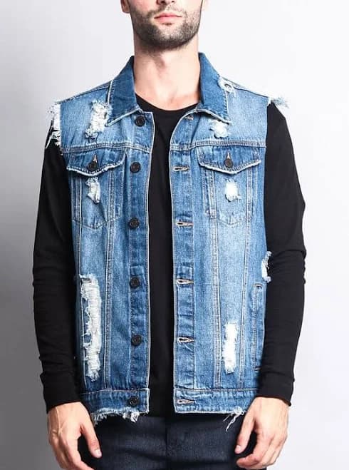 Essential Distressed Denim Vest