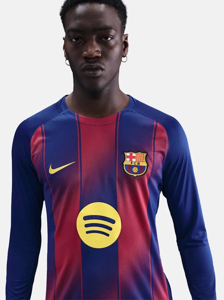 Barça 25/25 Home Jersey with Customizable Long Sleeve