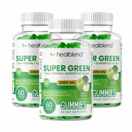 Healblend Super Green Gummies 2000mg Daily Superfood Blend Immune