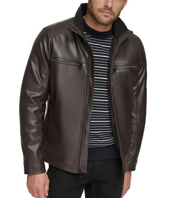 Calvin Klein Men's Faux Leather Moto Jacket