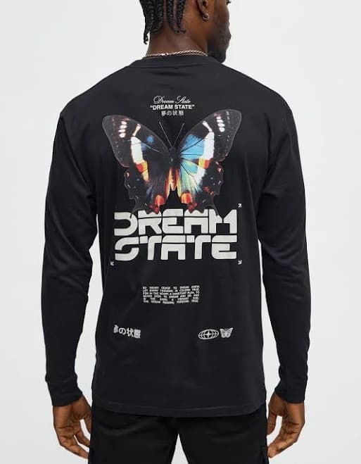 Fashion Nova Men's Dream State Freedom Long Sleeve Tee Shirt