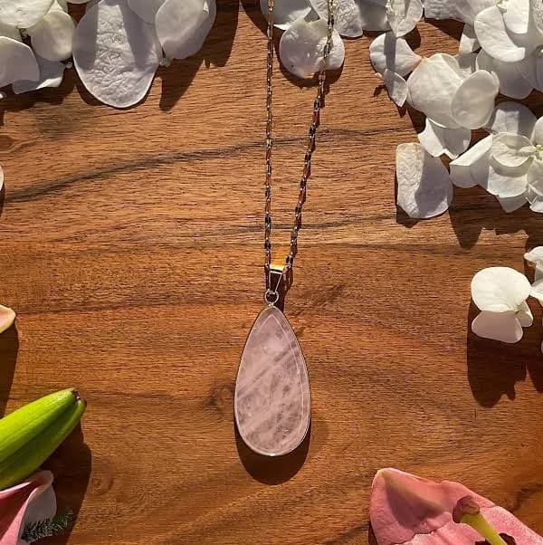 Rose Quartz Large Teardrop Crystal