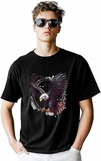 Men's T-Shirt Strong Eagle Graphic Tees Cotton Short-Sleeve Casual Tops