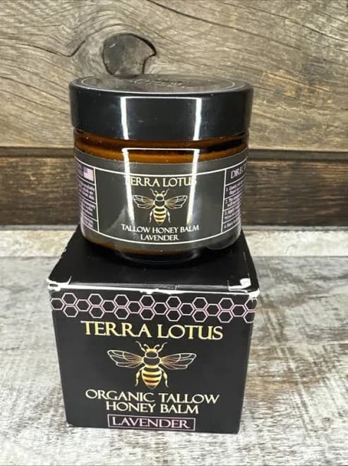 Terra Lotus Organic Grass Fed Beef Tallow Honey Balm Lavender 2 Oz Jar