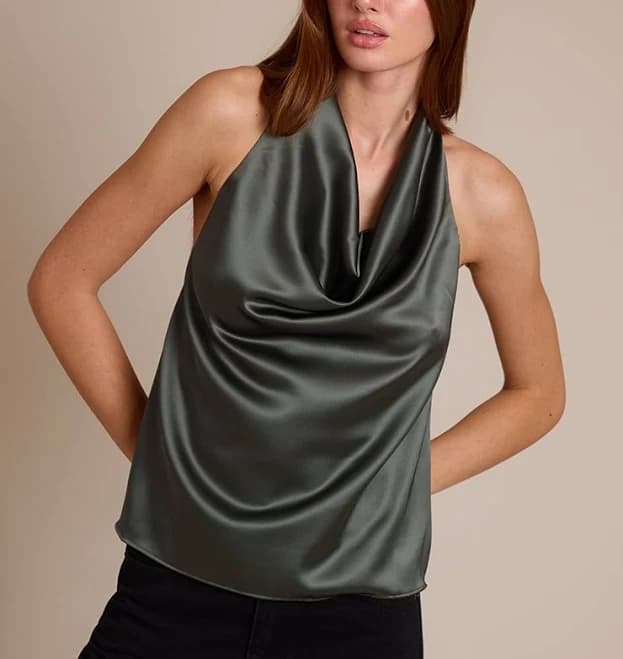 Women's Satin Halterneck Tie Back Top