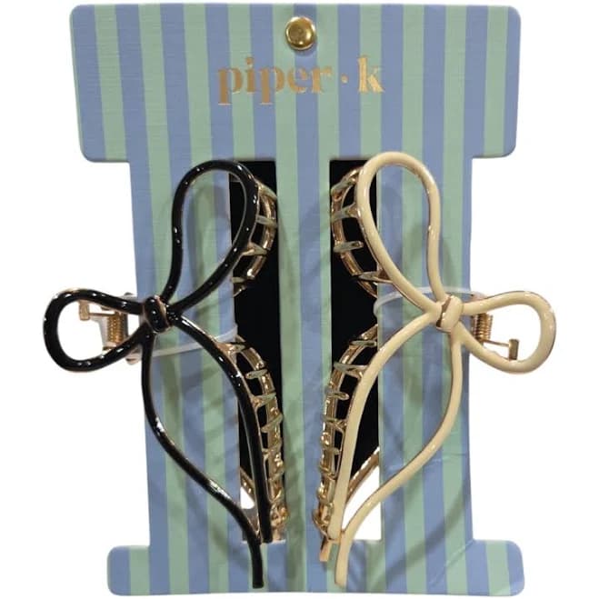 Piper K Metal Bow Hair Claw Clips (Set of 2)