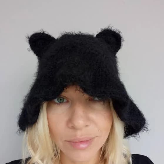 Handmade Crochet Mohair Cat Ear Bucket Hat