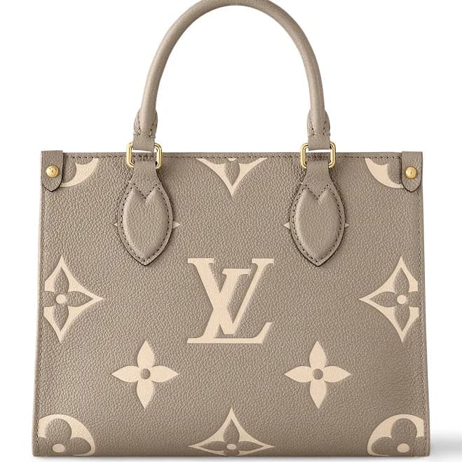 LOUIS VUITTON Onthego PM Dove/cream Bicolor Monogram Empreinte Leather