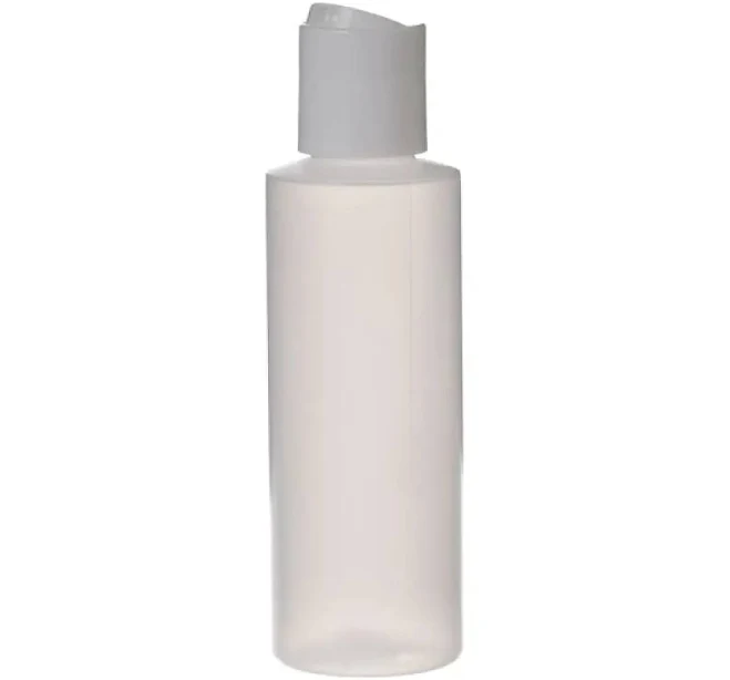 4 oz. Natural Plastic Bottle with Black Disc-top Cap
