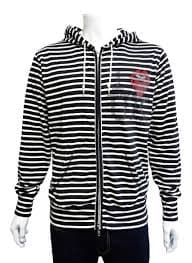 Halfman Light Weight Double Zip up Hoodie W/ Rhinestone Size L Black/White New z | eBay