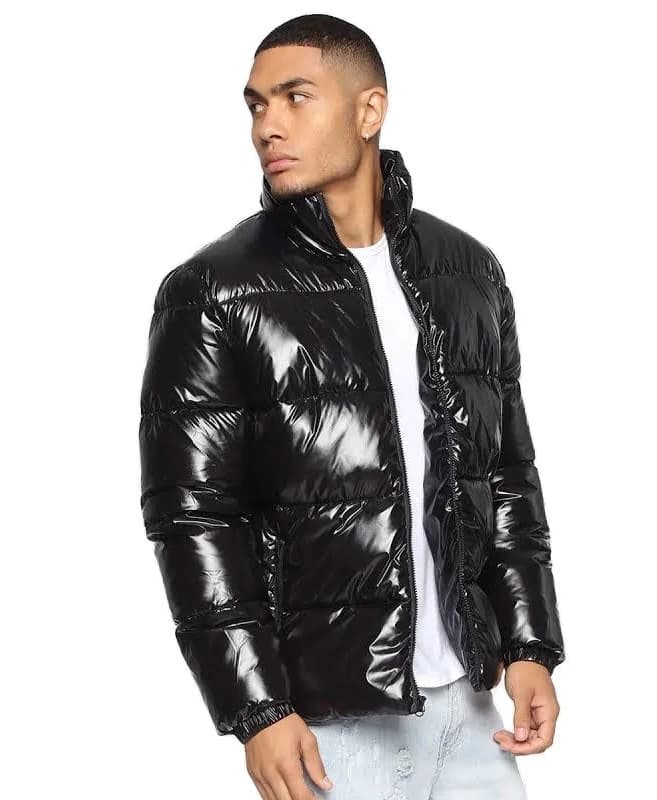 Mens Puffer Jacket Zip Up Quilted Lined Bubble Coat Padded Puffer Winter