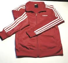 Adidas Womens Size XS Full Zip 3 Stripes Wine Red White Track Jacket