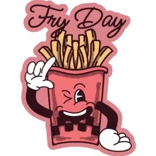 Fry Day Groovy French Fries Sticker