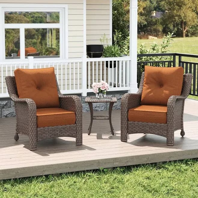 Layinsun 3 - Piece Outdoor Wicker Chairs Sets