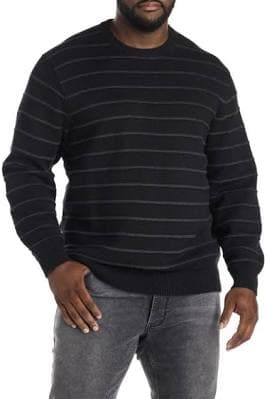 synrgy Big & Tall Men's Textured Stripe Crewneck Sweater