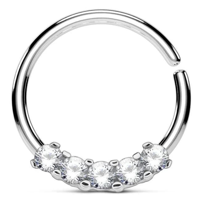 Icon Body Jewelry 5 CZ Bendable Septum Nose Cartilage Hoop Ring