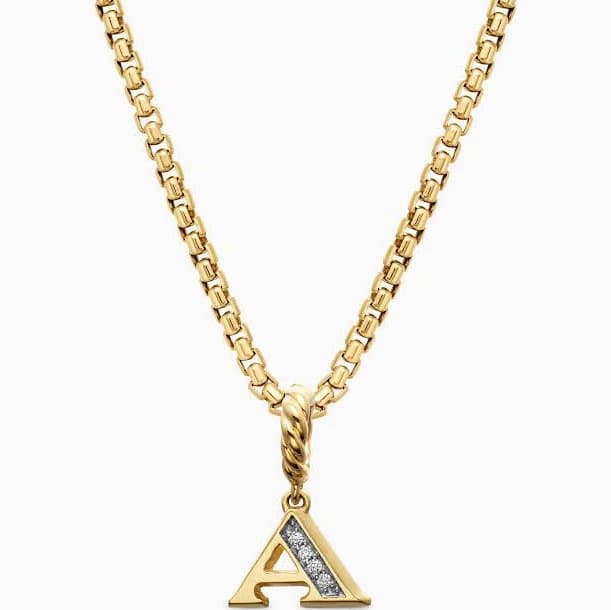 David Yurman Women's Pavé Initial Pendant in 18K Yellow Gold with Diamond